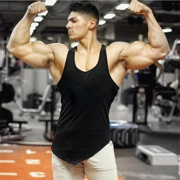 

2020 new Bodybuilding Stringer Tank Top with hooded Mens Gyms Clothing Fitness Mens Sleeveless Vests Cotton Singlets Tankops