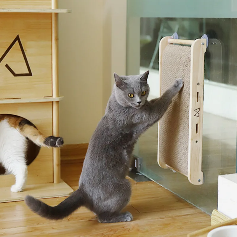 

Corrugated Paper Cat Climbing Frames Toys For Window Cat Scratcher Toy Punch Free Wall-mounted Scratching Post Scratcher HW200
