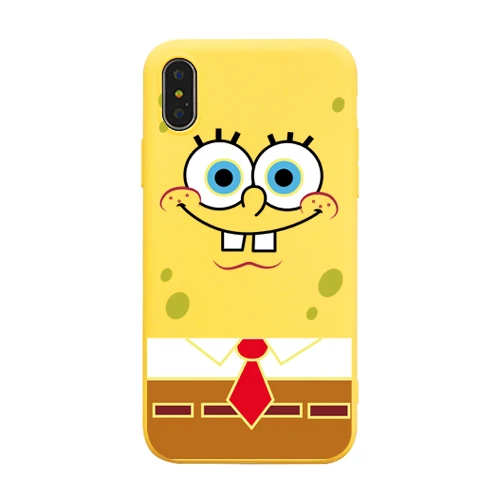 For iPhone 6 6s 7 8 Plus X Xs 11 Pro Max Xr Soft Silicone Cases Cute Funny Cartoon Sponge Bob Square Pants Patrick Star Case - Цвет: Yellow