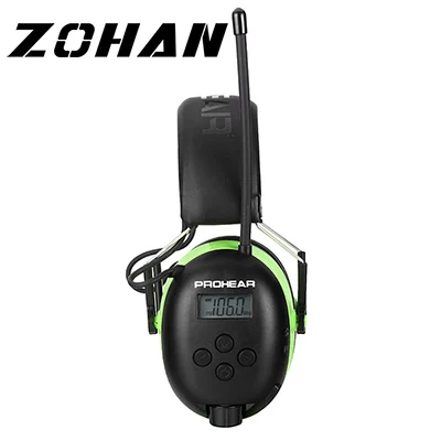 ZOHAN литиевая батарея Bluetooth и радио AM/FM Безопасная электронная съемка ушные наушники NRR 25 дБ Защита слуха ушные защитники Тактический протектор для кошения - Цвет: GREEN