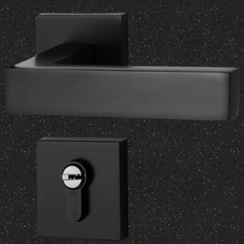 

HOT Black Mute Door Lock Set Reversal Door Lock Kit for 35-50mm Doors Zinc Alloy Handle LSF