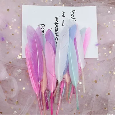 Золотые, серебряные, белые, розовые гусиные перья 10-15 см/4-6 дюймов, перья для рукоделия, украшения, аксессуары, свадебное украшение - Цвет: warm color