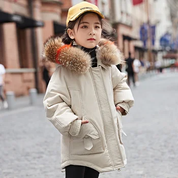 

Winter Down Jacket for Girls Clothes Real Fur Hooded Russian Winter Coat 2020 New Children Outerwear Teenage Clothing