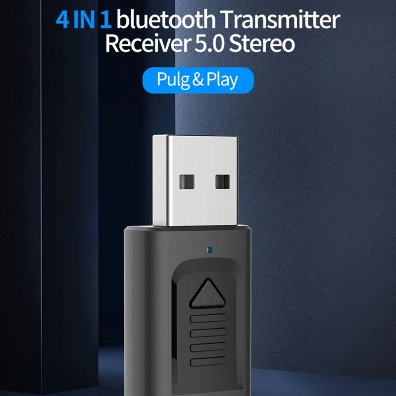Новейший 4 в 1 USB Bluetooth Трансмиттер и USB Bluetooth аудио приемник 3,5 мм Aux стерео 5,0 беспроводной адаптер для ПК ТВ автомобильный комплект