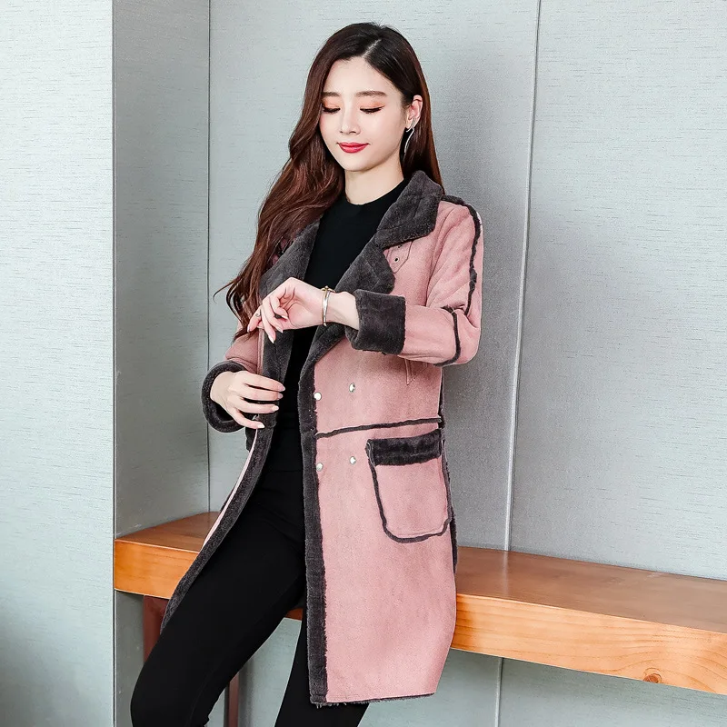 

Lambs Wool Coat Women's Winter 2019 New Style Korean-style Loose-Fit Fur Cotton-padded Jacket Mid-length Deerskin Velvet Cotton