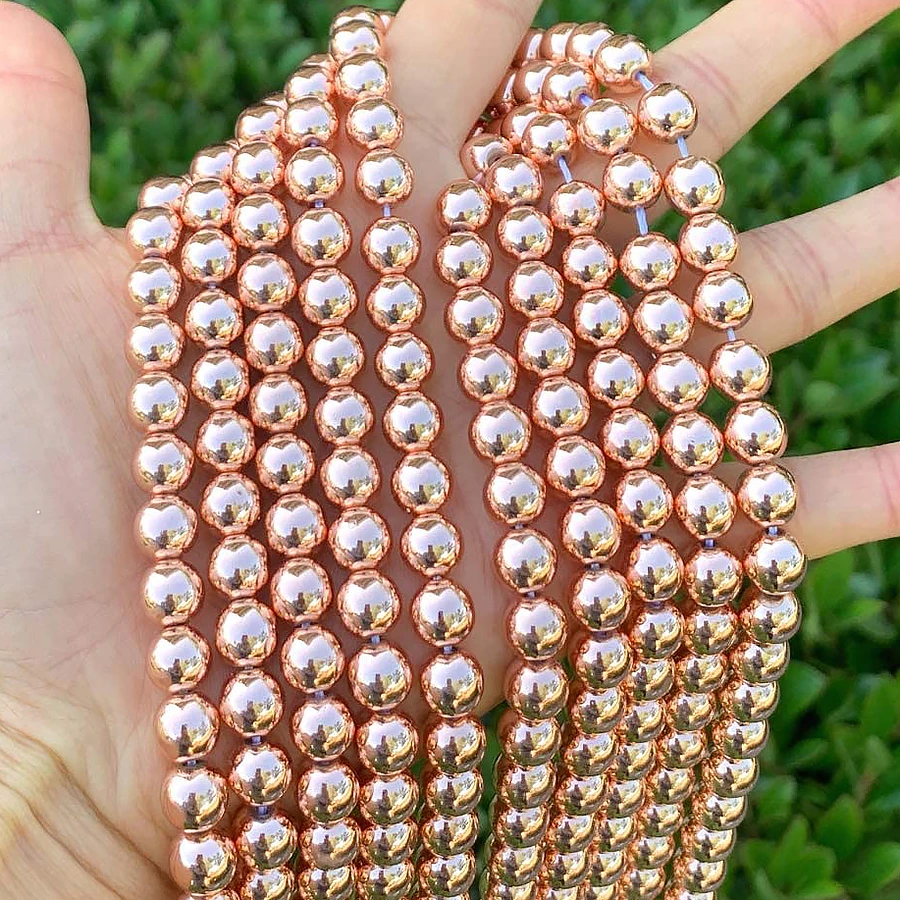 Rhodium Rose Gold Plated Hematite Beads - Premium Natural Stones for DIY Bracelet and Jewelry Making