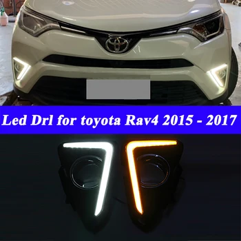 

Led drl Daytime Running Light for Toyota RAV4 2015 2016 2017 Car Front Bumper White Yellow Turn Signal Accessories