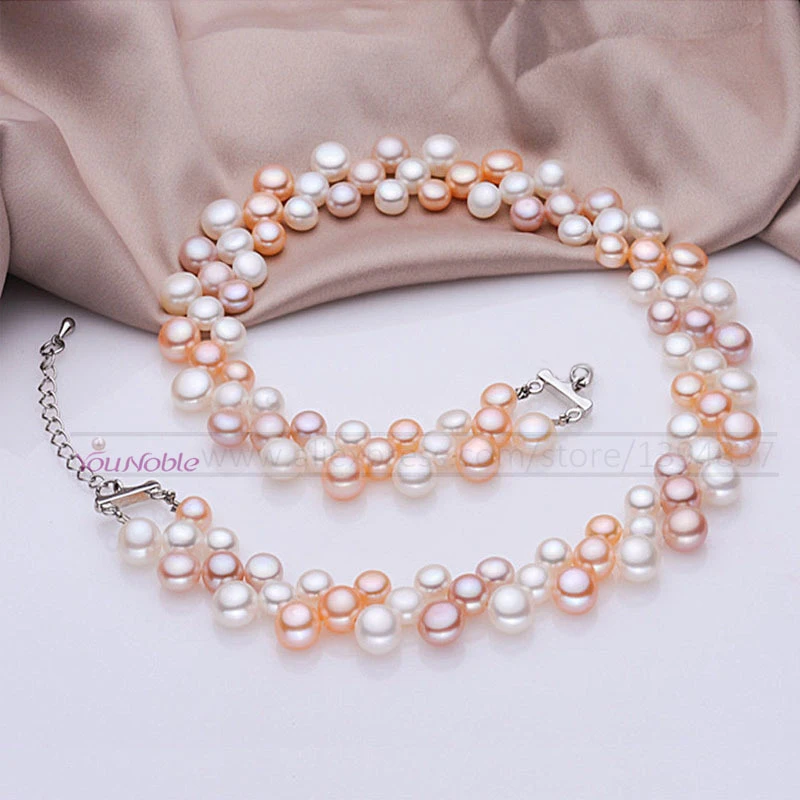 Женское Ожерелье из натурального пресноводного жемчуга 3 ряда|necklace women|necklace