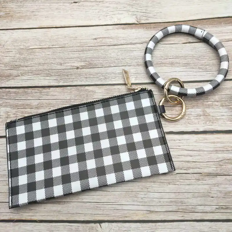 ZWPON  PU Leather Phone Wallet Wristlet Bangle Key Chain Leopard O Ring Clutch Wrist Purse Bag Christmas Gifts 