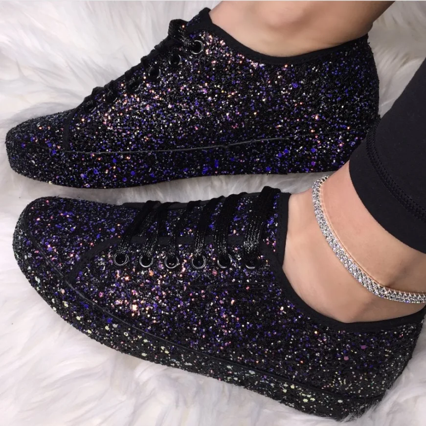 Sequin Women's Sports Shoes, Sequin Women's Vulcanized Thick Soled Shoes, Large 35-43, New in Spring and Autumn
