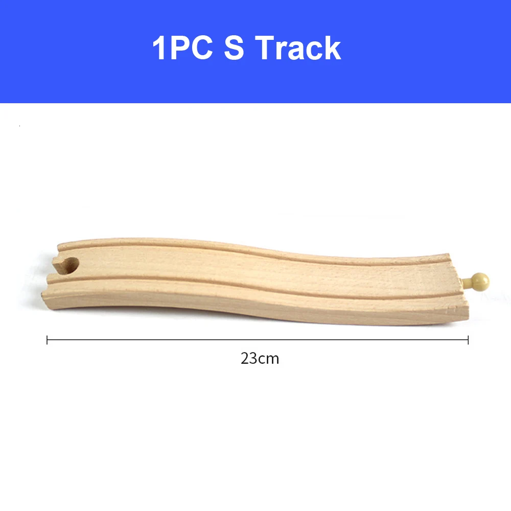 1pc S track DIY деревянное гоночное направляющее устройство аксессуары из Бука Деревянный Железнодорожный Набор треков мост Piers части совместимы с Томом всех брендов - Цвет: 1pc S track