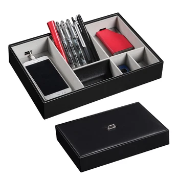 

Men's Valet Tray Dresser 6 Compartment Nightstand Jewelry Box for Keys Phone