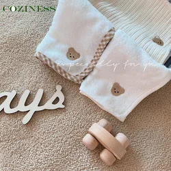 COZINESS Baby Towel Embroidery Bear Cute With Plaid Children Towel Set 2 PCS 100% Cotton Soft Face Towel Kindergarten Wholesale