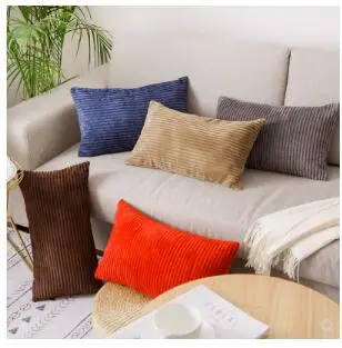 

Sofa pillowcase Solid color corduroy rectangular European car pillowcase