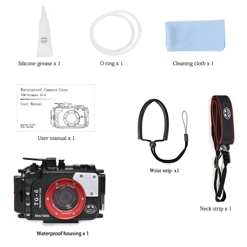 Mcoplus WP-TG6 для Olympus TG-6 чехол 60 м/195ft TG6 корпус для подводного дайвинга водонепроницаемый чехол с двумя оптоволоконными портами