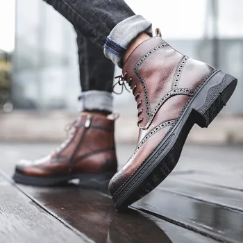 

or designs on woodwork helper outfit boots in Europe and the United States is British wind leather zipper scooter male