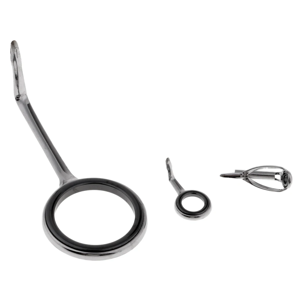 8pcs/set Long Single Leg Fishing Spinning Rod Guides Stainless Steel & Ceramic Tip Top Line Ring Circle Pole Repair Kit Tackles