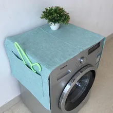 Простой хлопковый льняной чехол для стиральной машины пылезащитный чехол сплошной цвет водонепроницаемый органайзер для холодильника однодверный чехол для холодильника