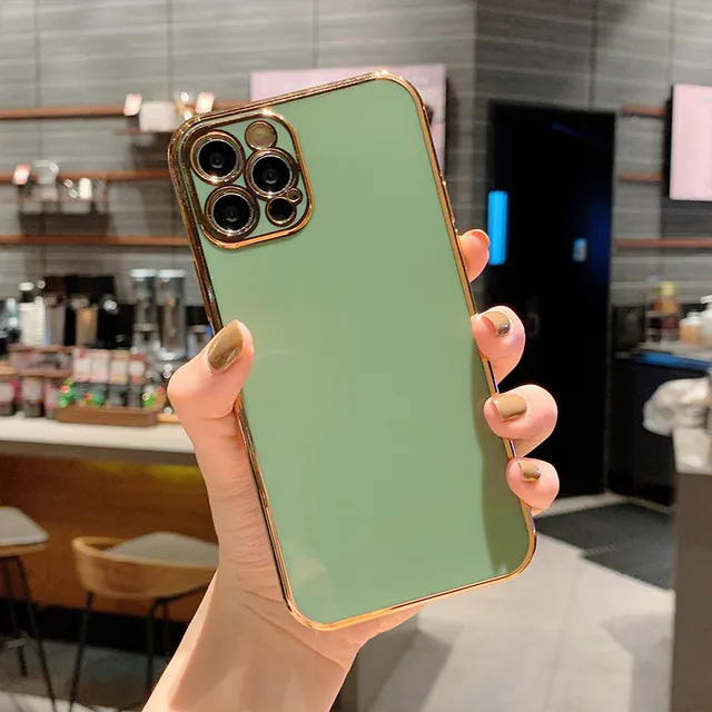 Ottwn Solid Plating Lens Protection Phone Case For iPhone 12 Pro Max 11 13 Pro Max X XR XS Max 7 8 6 Plus SE 2020 Soft TPU Cover MG