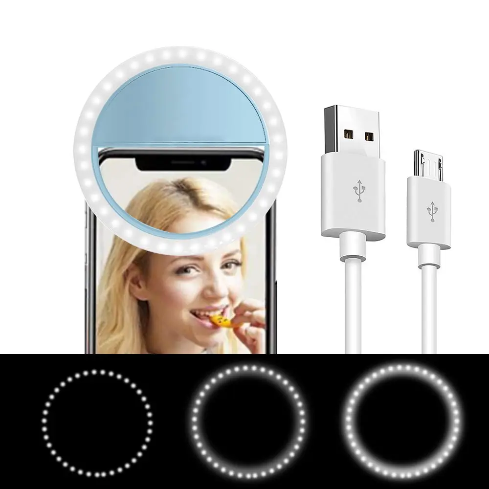 Кольцевой светильник для селфи портативная Светодиодная лампа с USB-зарядкой