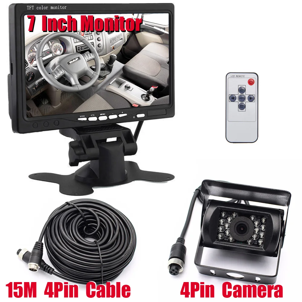 12 V-24 V 4Pin ик реверсивная Камера с " на тонкопленочных транзисторах на тонкоплёночных транзисторах ЖК-дисплей HD Цвет монитор для грузовых автомобилей лошадь Коробки пикап дом на колесах