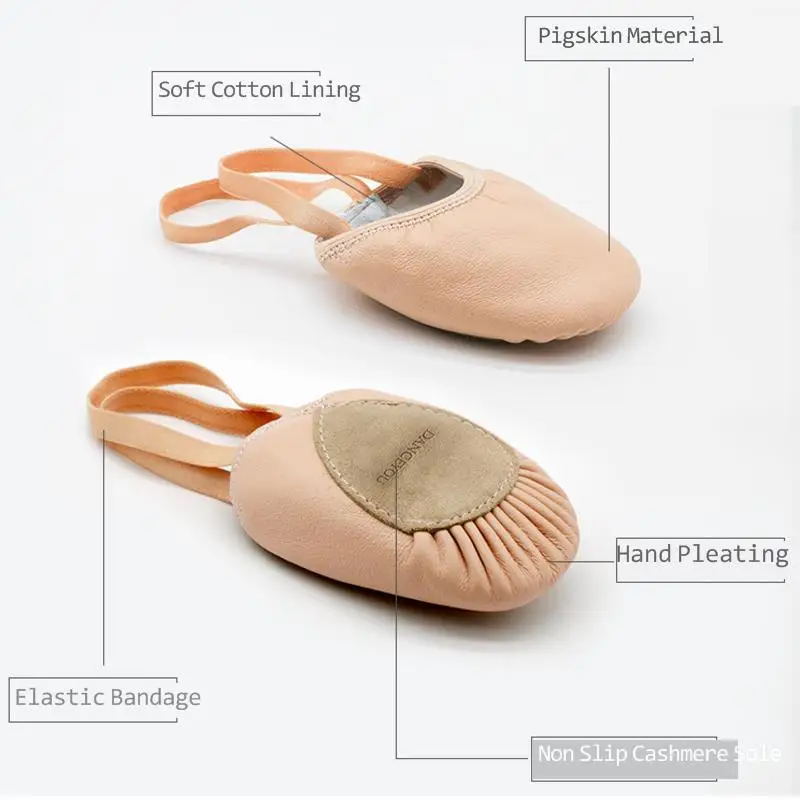 Girls Professional Ballet Shoes Leather Soft Sole Half-covered Gymnastics Ballet Slippers Practise Ballerina Shoes Dance Shoes 2