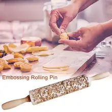Тиснение Скалка цветочный узор Выгравированная печать скалка для домашнего или рождественского печенья