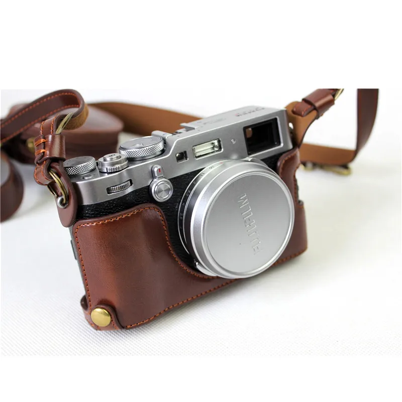 Винтажный чехол для камеры из искусственной кожи для Fujifilm X100F Fuji X100F, сумка для камеры, дизайн с открытой батареей+ ремешок+ чехол для аккумулятора