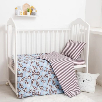 

Bed linen "Baby I: Raccoons", baby, 147 × 112 cm, 60 × 120 + 20 cm, 40 × 60 cm, 100% cotton, calico