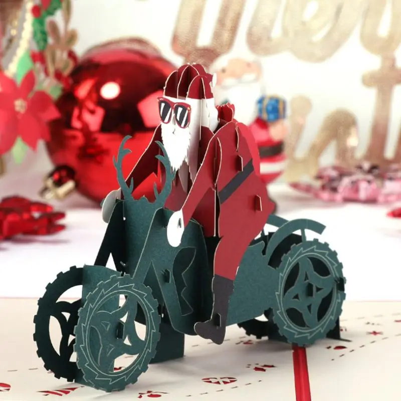 3D всплывающие поздравительные открытки Санта Клаус ручной работы Рождество Свадебные приглашения Ремесло 634E