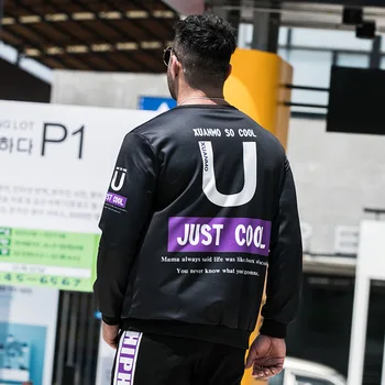 

Fat people loose Sweatshirt plus fat guy sports casual letter printing men's clothing