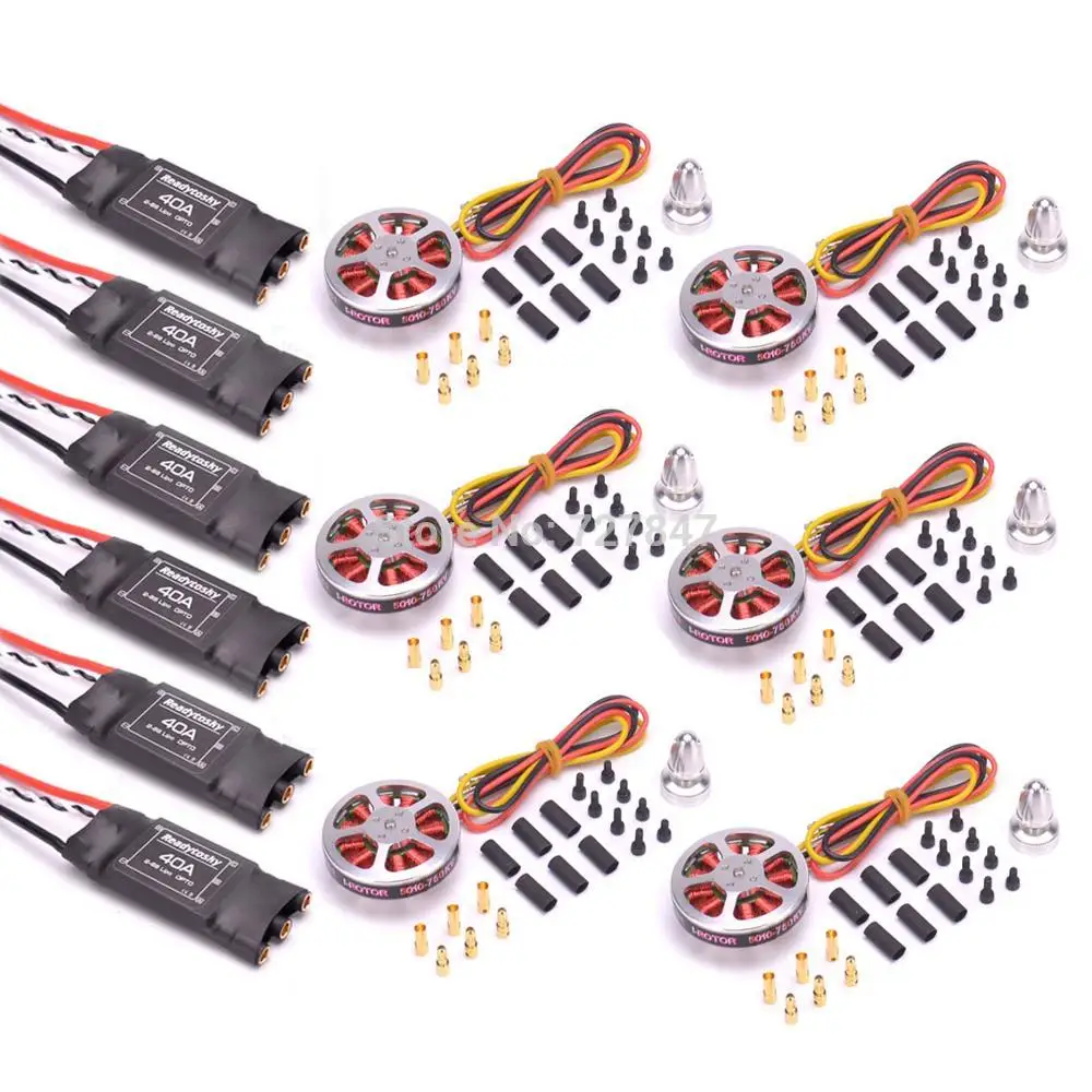 

6Pcs 5010 360KV / 750kv High Torque Brushless Motors + 6Pcs Readytosky 40A ESC OPTO 2-6S for ZD850 ZD550 S550 F550 Quadcopter