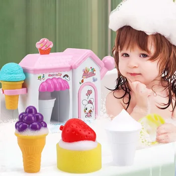

Baby Bath Toys Bubble Machine Ice Cream Plastic Box Toys Kids Funny Bath Bubble Maker Pool Swimming Soap Machine Kids