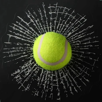 

3D Tennis Car Sticker Broken Glass Creative Auto Window Decal, Easy Disassemble, Non-Faded