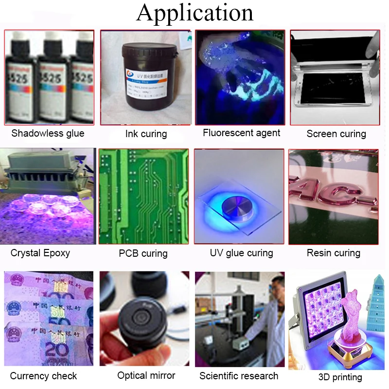 UV Lamp 395nm 405nm 365nm Ultraviolet LED Curing Lamps Used For Resin Glue  PCB Car Varnish Paint Coating Solder Silk Screen Icon