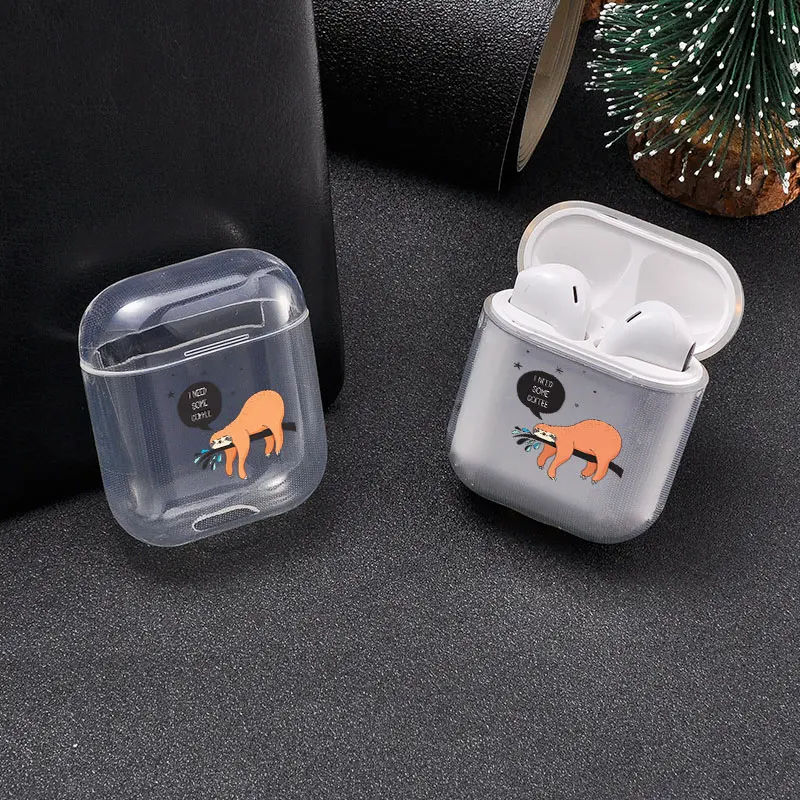 Мягкий силиконовый милый чехол для наушников для Apple airpods, роскошный Прозрачный чехол для наушников с мультяшным ленивком, аксессуары для наушников