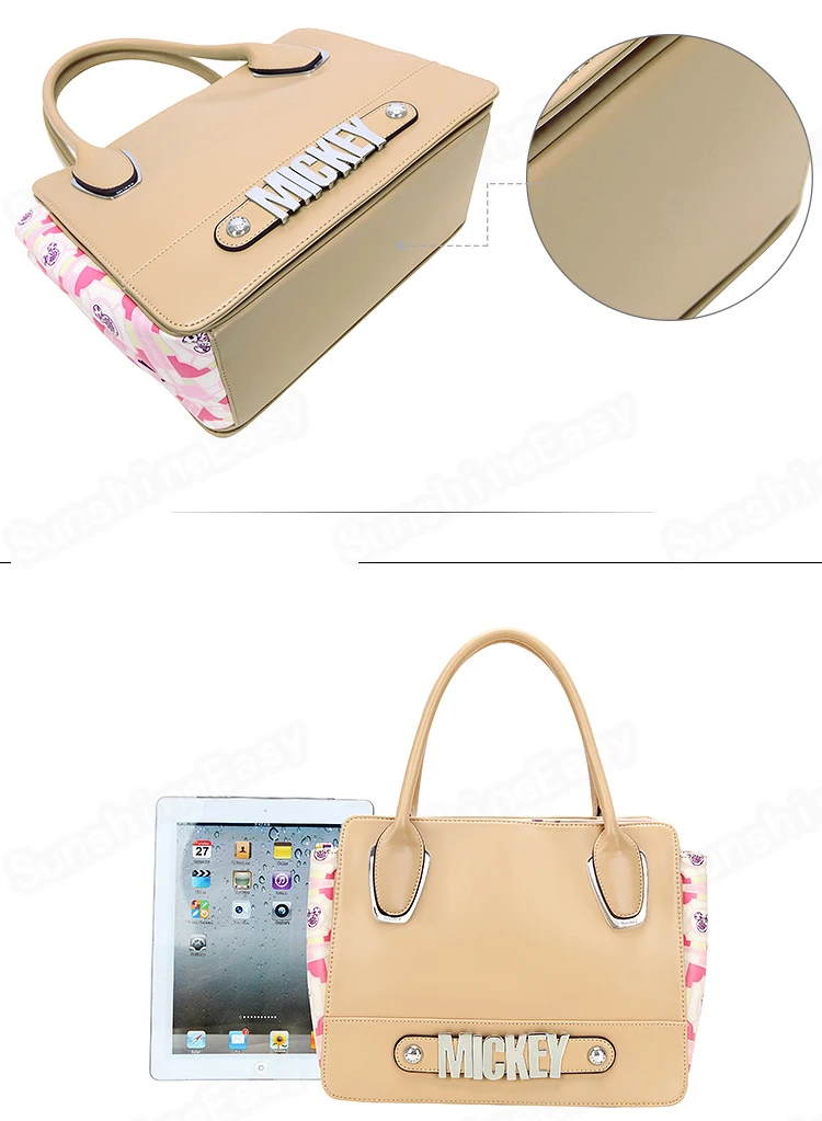 Disney Single Shoulder Messenger Bag Mickey Cartoon Anime Handbag PU Waterproof Fashion Trend Handbag Casual Lady Girls Bag