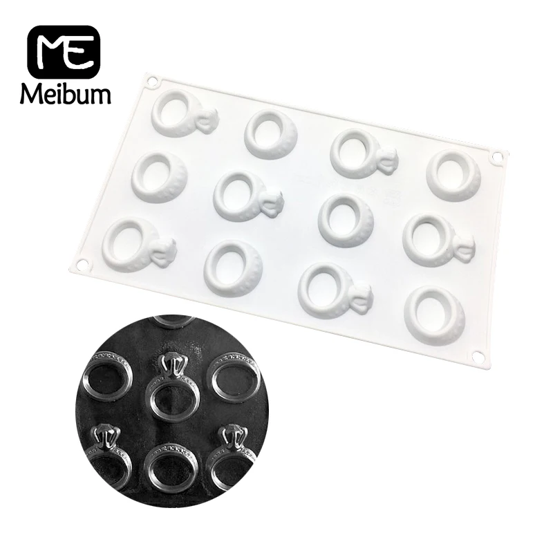 Meibum 12 Cavity Wedding Diamond Ring Shape Silicone Cake Mold Chocolate Mousse Baking Tools French Dessert Tray Pastry Mould | Дом и сад