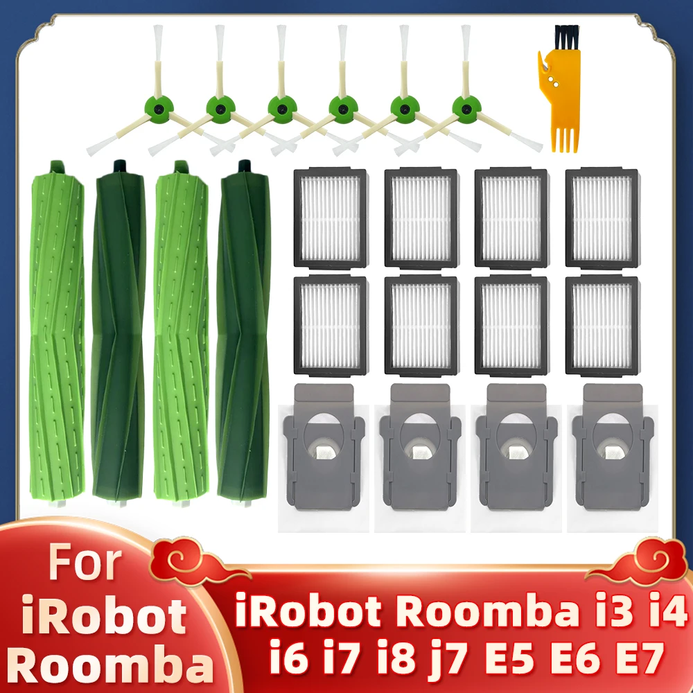 For iRobot Roomba i3 i4 i6 i7 i8 j7 E5 E6 E7 Robot Vacuum Cleaner Spare Parts Accessories Main Side Brush Hepa Filter Dust Bag