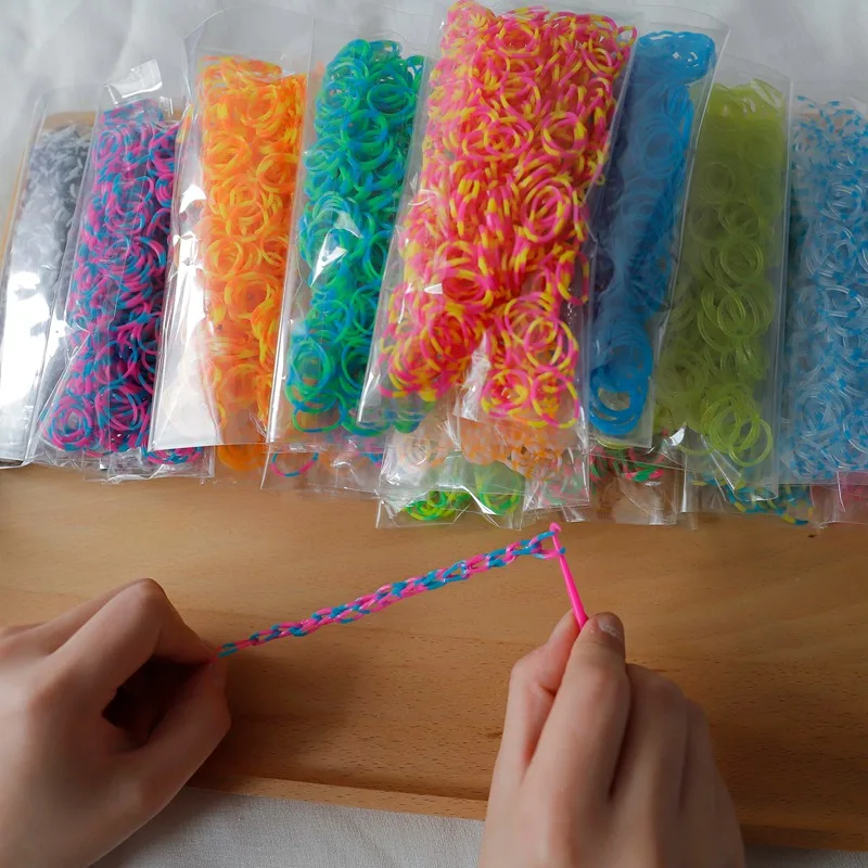 1800 шт. DIY игрушки резиновый ткацкий станок набор для детей DIY браслет силиконовые резиновые ленты эластичные радужные тканые ткацкие ленты игрушки детские товары