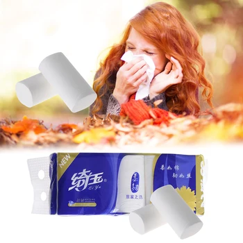 

10 Rolls White Eco-Friendly Toilet Roll Paper Toilet Roll Paper 3 Layers Household Primary Wood Pulp Toilet Paper Tissue Roll