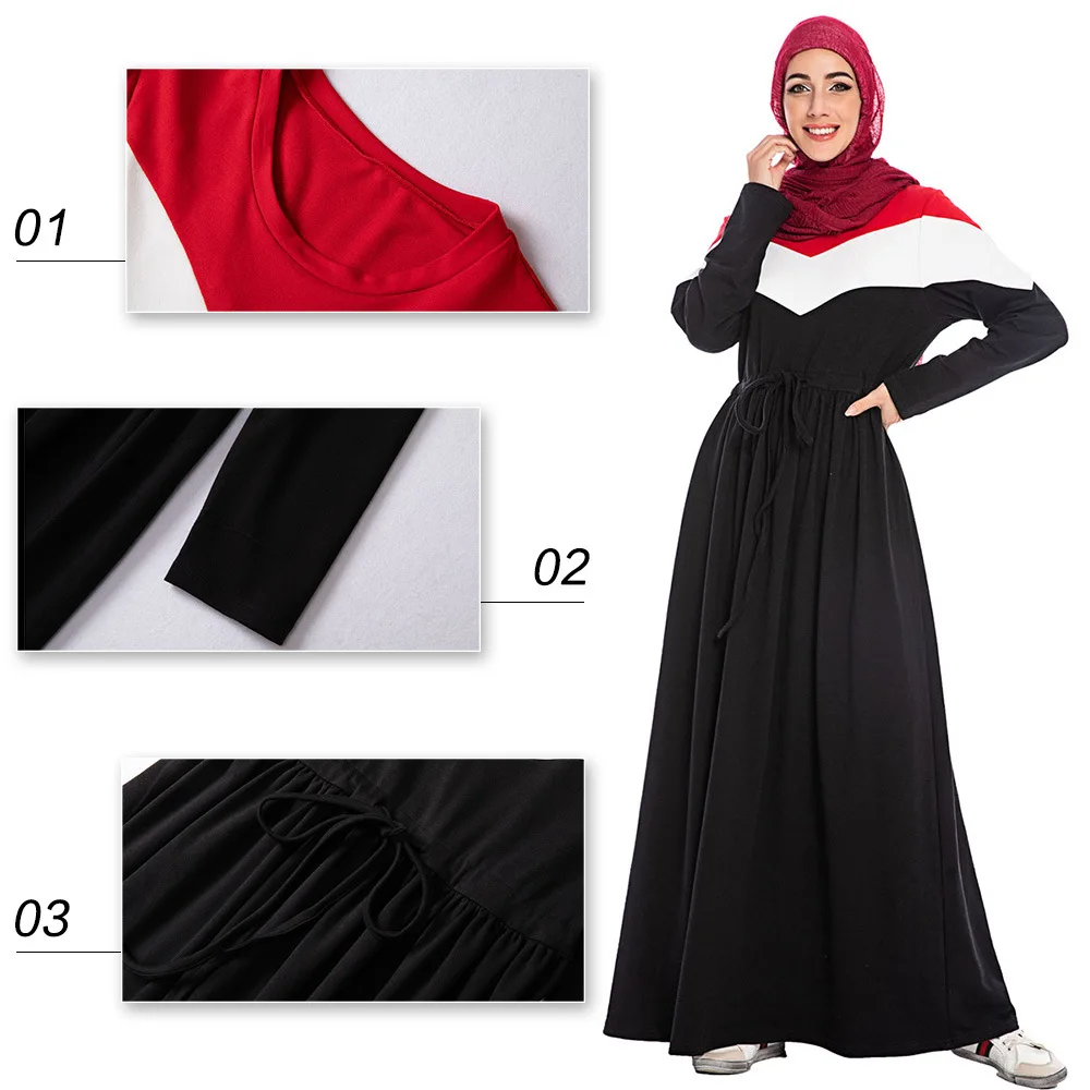 Осенне-зимнее модное женское мусульманское платье кафтан халаты Arabe Хлопок Черный Спорт большой макси размер длинный рукав полосатый с капюшоном абайя