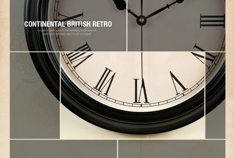 Simple Large Wall Clock Silent Vintage European Style Single Wall Clock Big Roman Vintage Kitchen Wandklok Watch Home AA60WC