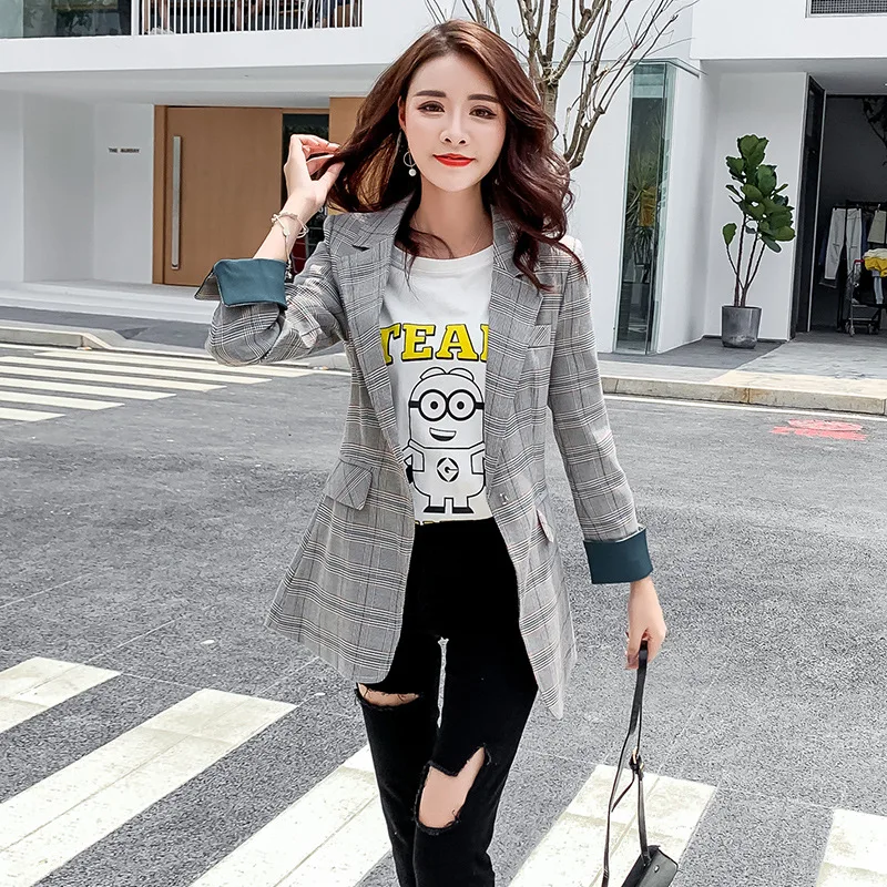 

Photo Shoot Autumn And Winter Fashion Plaid Suit Coat Women's
