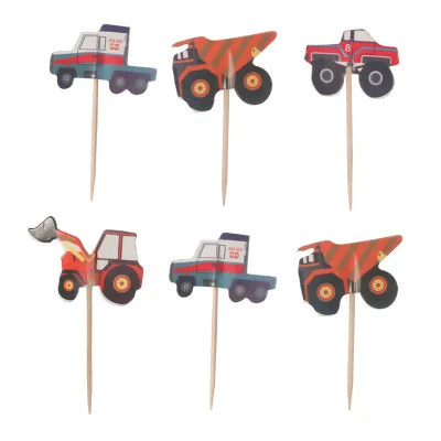 Вечерние баннеры на тему фермы для душа; вечерние баннеры для торта с днем рождения; Детские вечерние баннеры для мальчиков; товары для украшения торта - Цвет: 24PCS cake topper 1