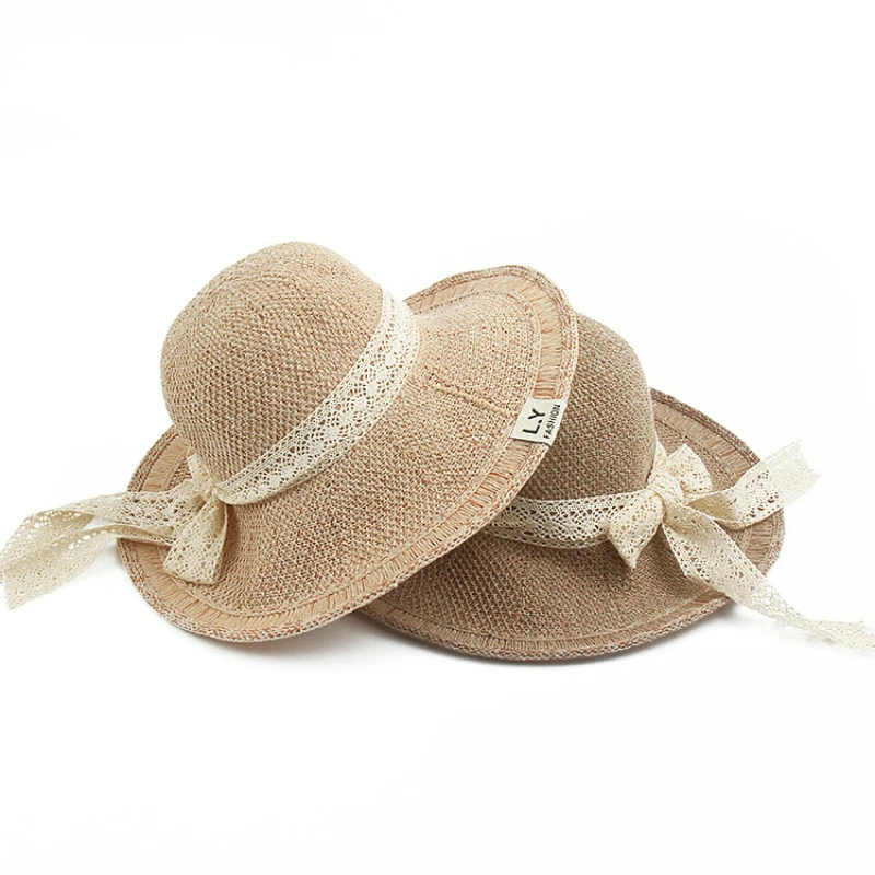 

Fashion Beach Lace hollow bow Sun Hat Spring Summer Outdoor Ms. Mixed Color Knit Straw Hat Flower Basin Hat Fisherman Hat