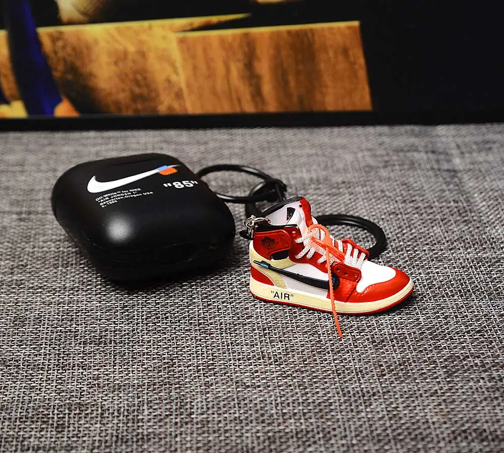 a shoe w case Прямая поставка от белого Chicago pod 2 Чехол брелок в виде кроссовка 3D мини-кроссовки Спортивное черное кольцо посылка обувной брелок в виде кроссовка s - Цвет: a shoe w case