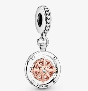 

New Year 925 Sterling Silver Bead Club 2020 Compass Dangle Charm Fit Pandora Bracelet & Necklace Diy Women Jewelry