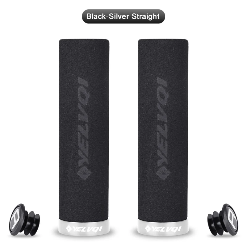 Black-Silve Straight TOPTETN противоскользящая силиконовая губка ручной захват велосипеда легкая ручка велосипед бар поглощение мягкие ручные ручки руля велосипеда - Цвет: Black-Silve Straight