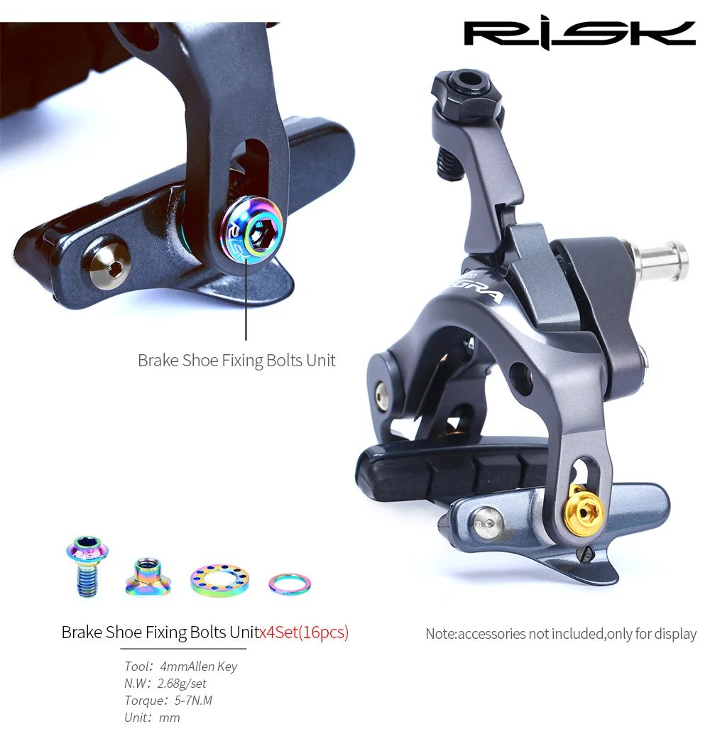 RISK RT017, крепежные болты из титанового сплава, набор винтов для общего дорожного велосипеда, передний задний переключатель тормозных колодок, фиксация стволовых колпачков